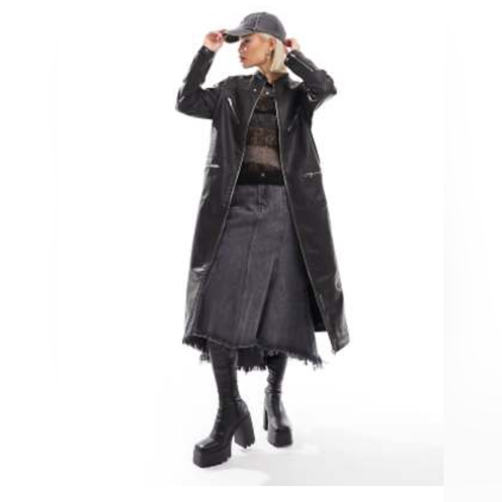 ASOS Faux  Leather Long line Biker Jacket